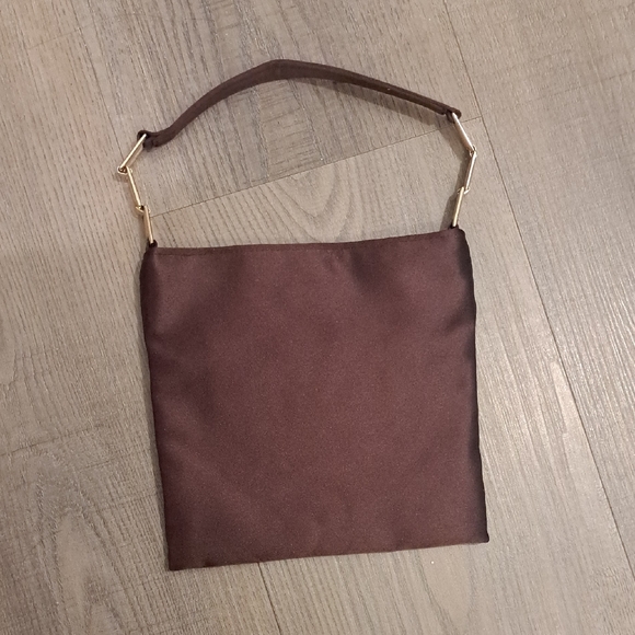 Lauren Ralph Lauren Plum And Gold Satin Mini Handbag Or Cluth - Picture 1 of 9